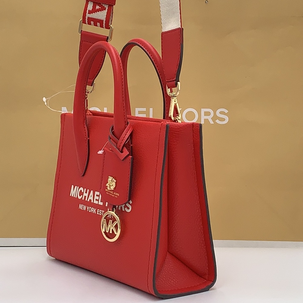 MICHAEL KORS MIRELLA SMALL SHOPPER TOP ZIP XBODY BRIGHT RED COLOR - Picture 8 of 16